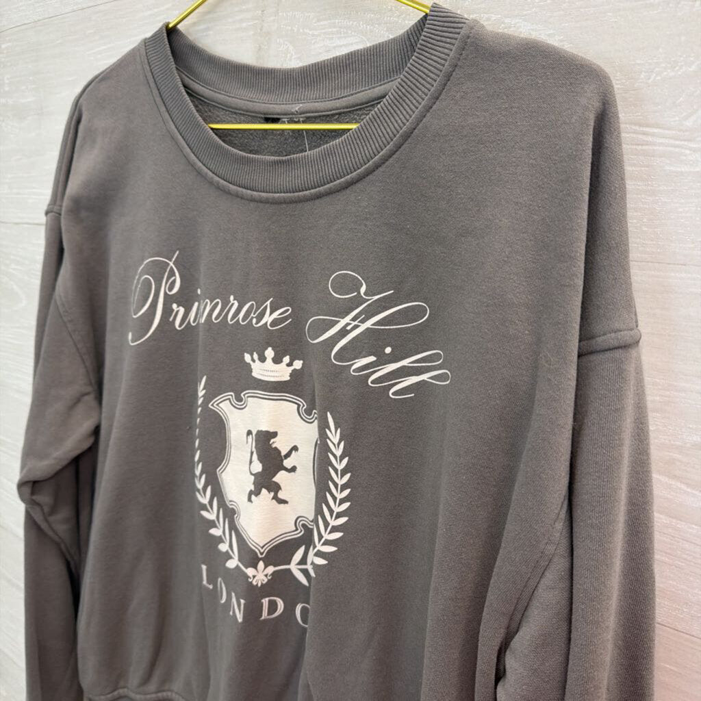 Grey/ White Primrose Hill London Graphic Pullover Medium