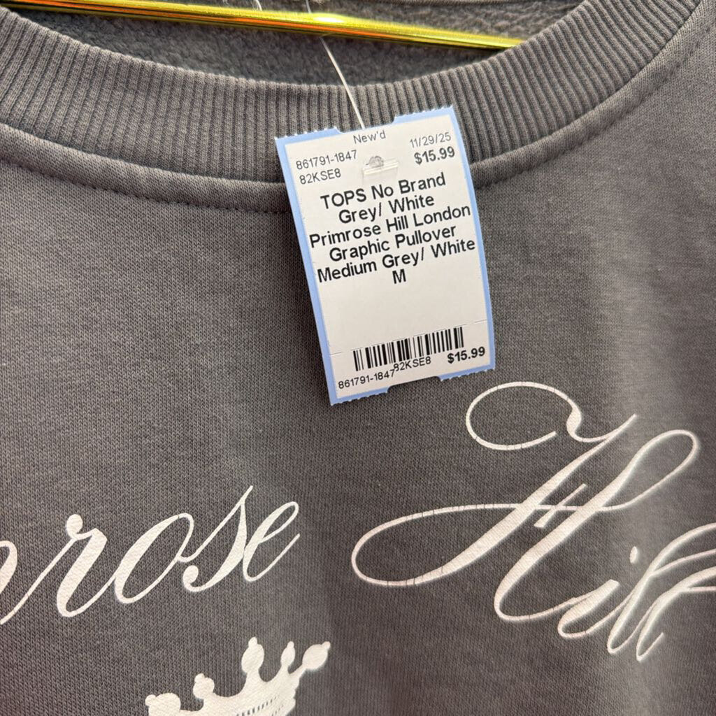 Grey/ White Primrose Hill London Graphic Pullover Medium