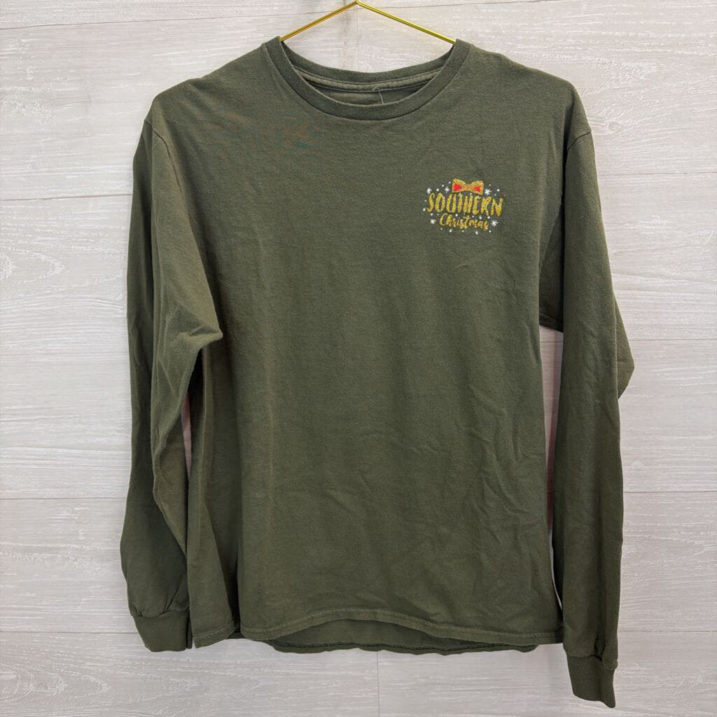 Southern Y'all Green Southern Christmas Long Sleeve Graphic Tee Medium