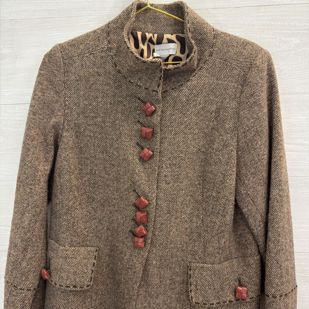 Soft Surroundings Brown Tweed Long Jacket Medium