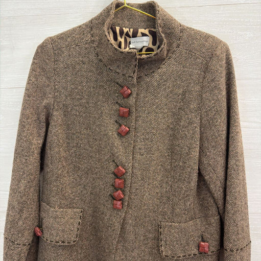 Soft Surroundings Brown Tweed Long Jacket Medium