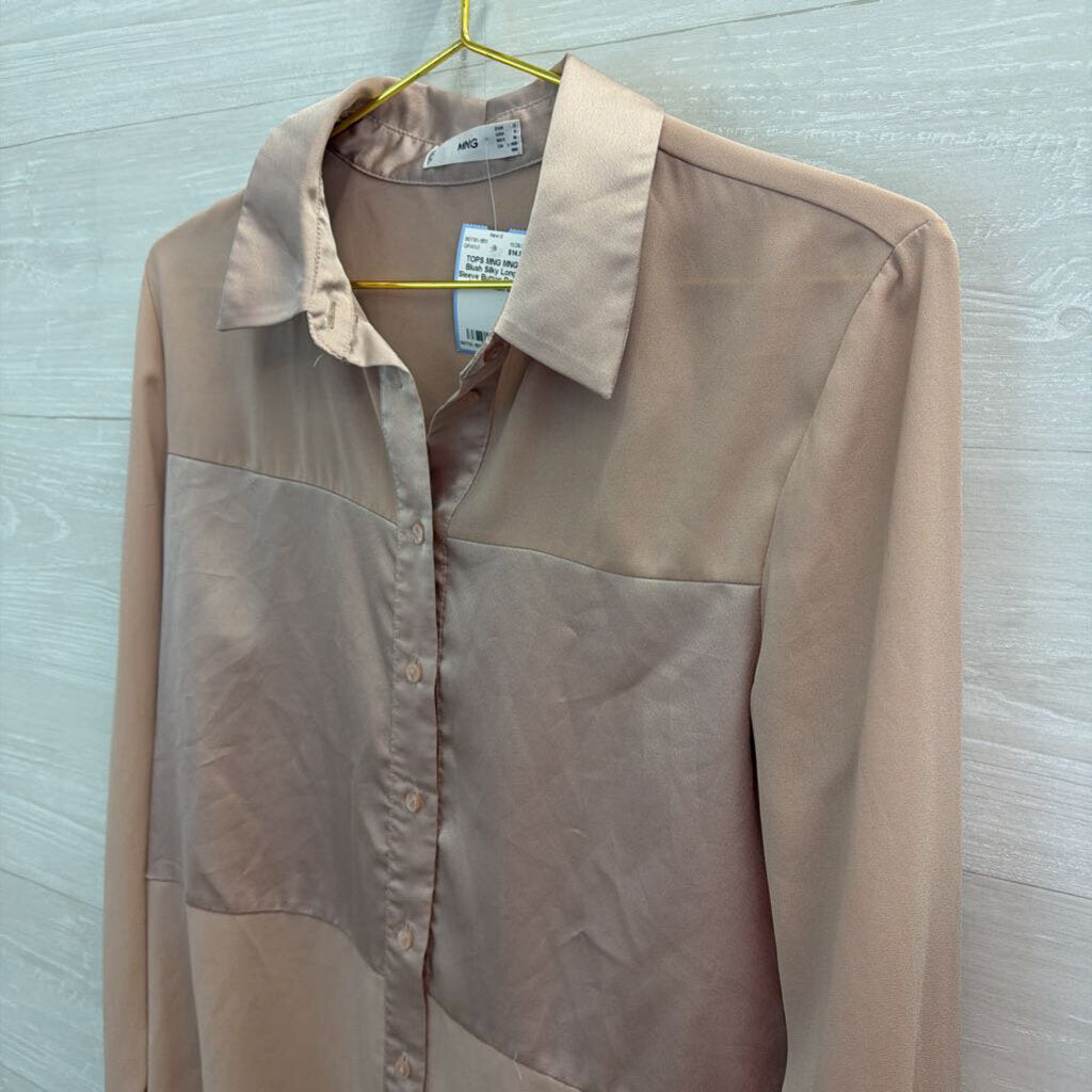 MNG Blush Silky Long Sleeve Button Down Top 6