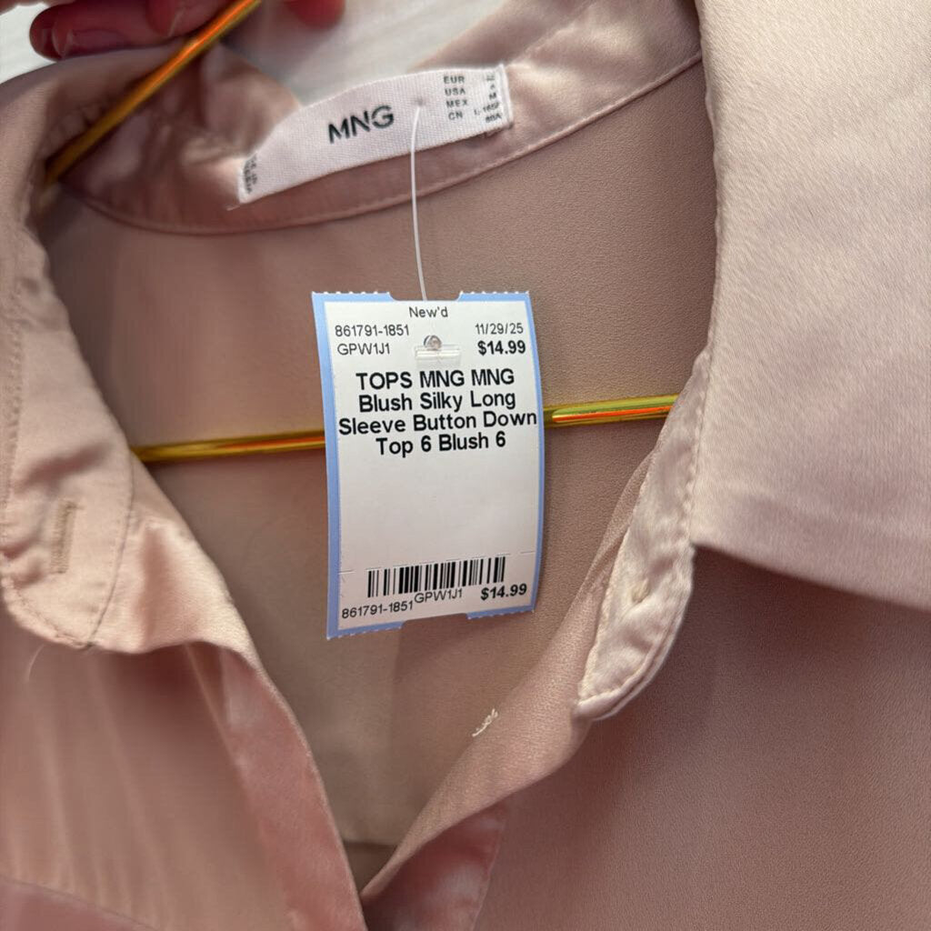 MNG Blush Silky Long Sleeve Button Down Top 6