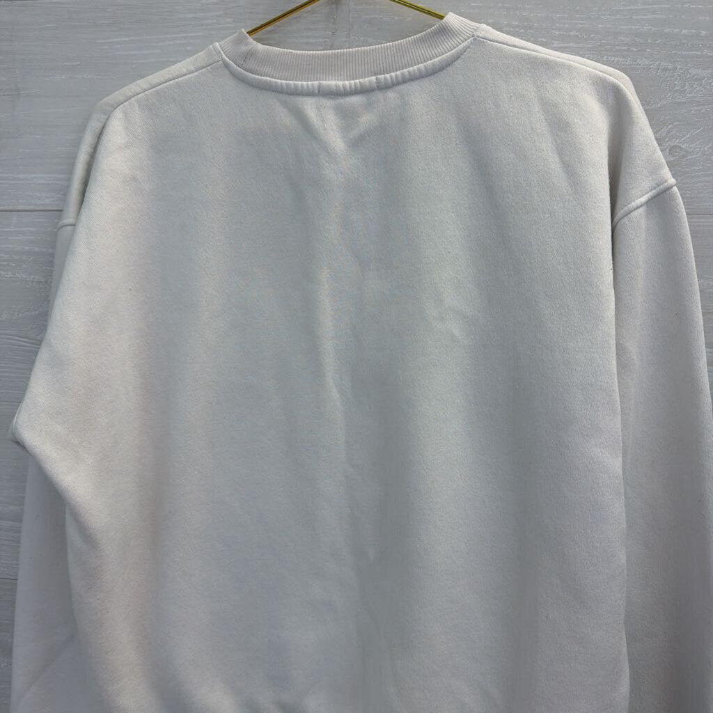 Six Stories White Embroidered Bride Sweatshirt/ Shorts Lounge Set Medium