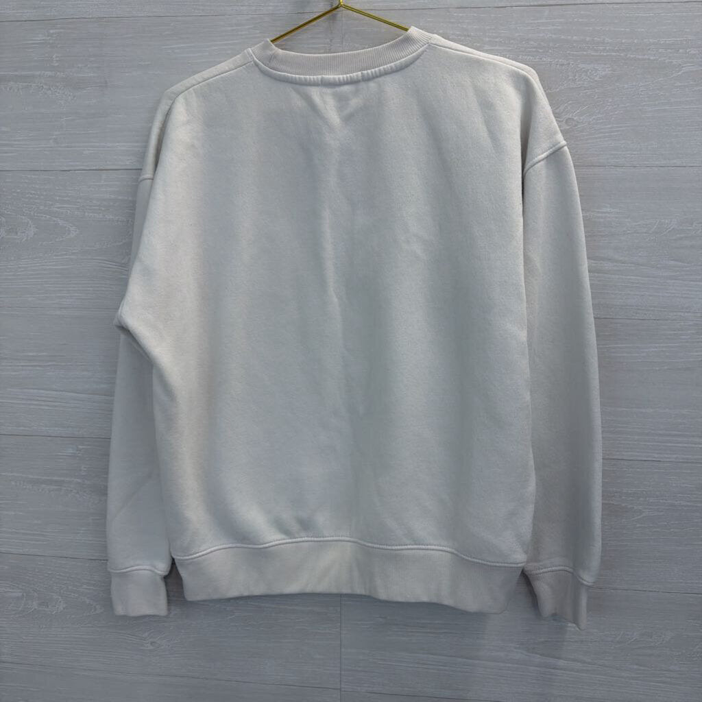 Six Stories White Embroidered Bride Sweatshirt/ Shorts Lounge Set Medium