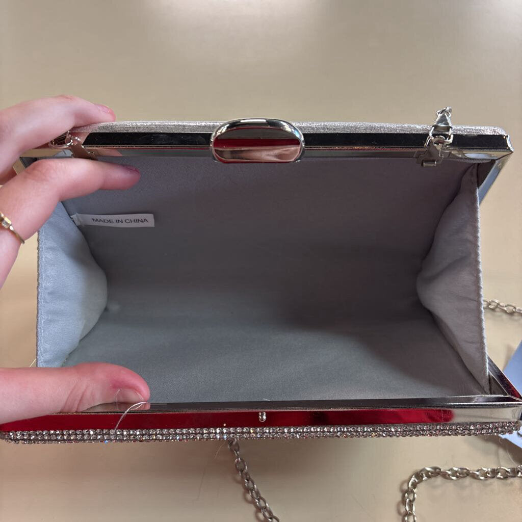 Silver/ Rhinestone Crossbody/ Clutch Purse
