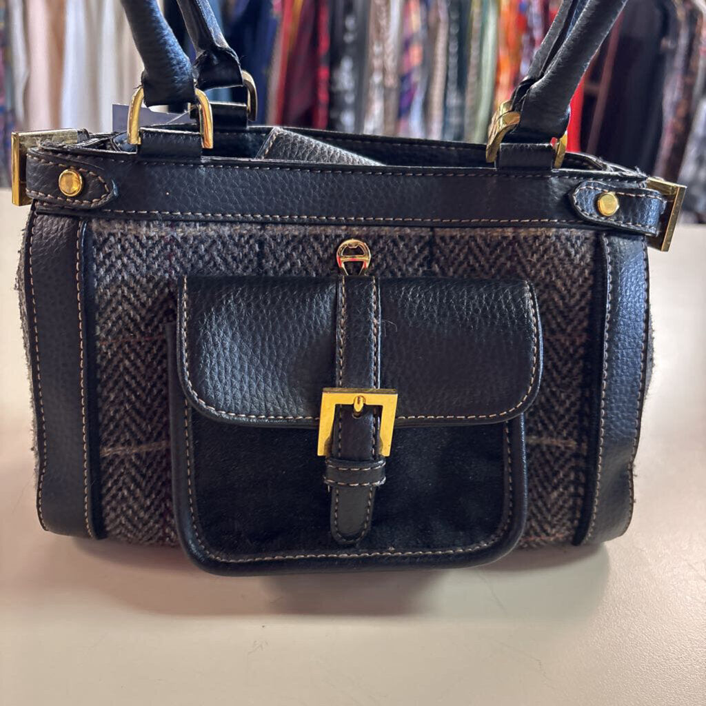 Aigner Black/ Grey Tweed Mini Purse