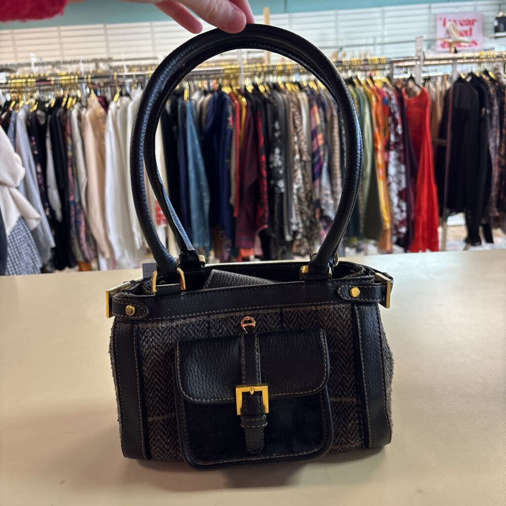 Aigner Black/ Grey Tweed Mini Purse