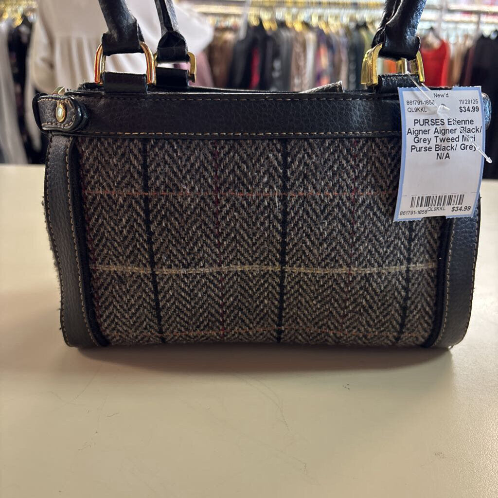 Aigner Black/ Grey Tweed Mini Purse