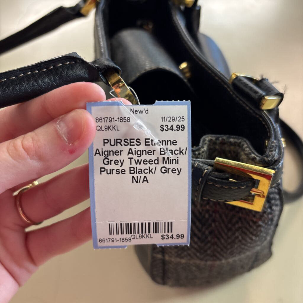 Aigner Black/ Grey Tweed Mini Purse