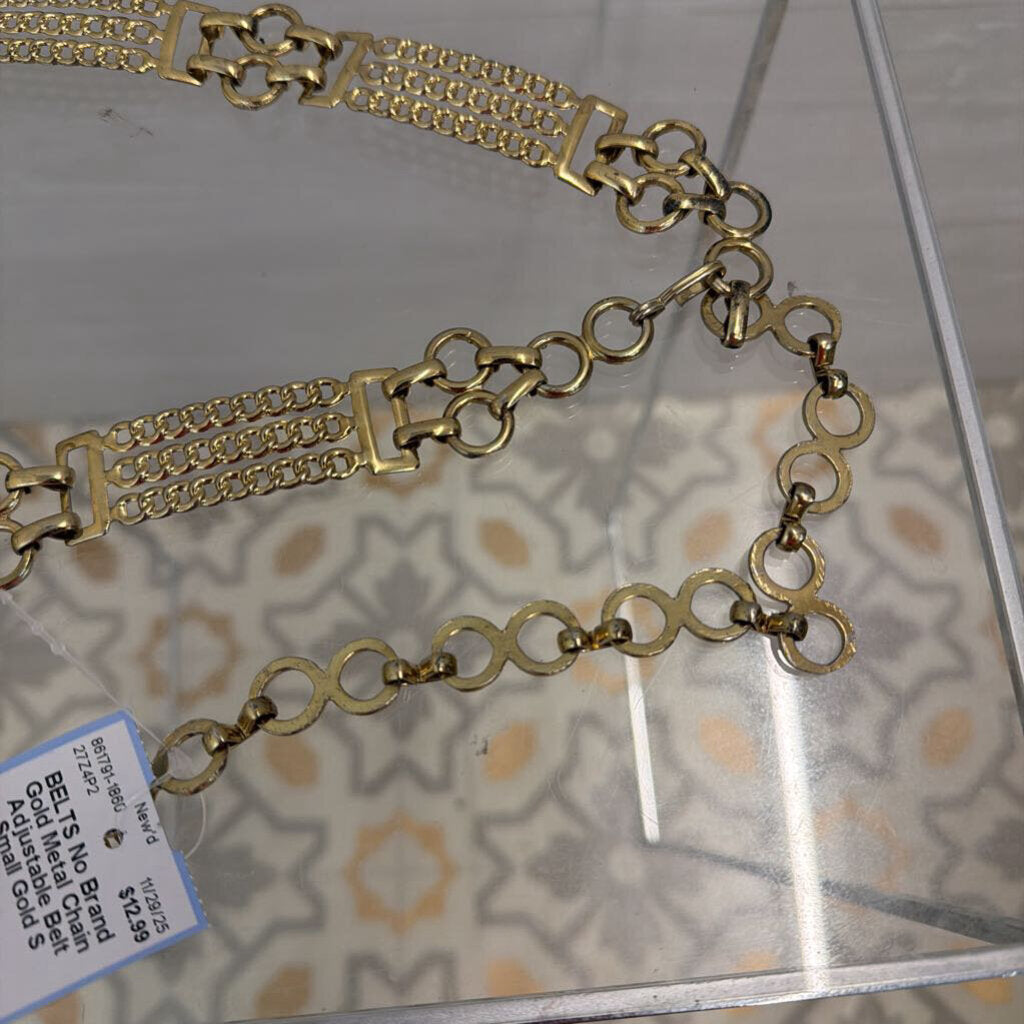Gold Metal Chain Adjustable Belt Small