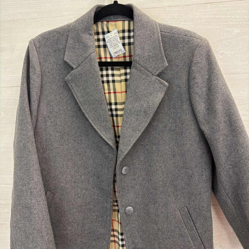 Ali Suit Marhaba Textiles Co Grey Plaid Lined Long Jacket Medium Tall