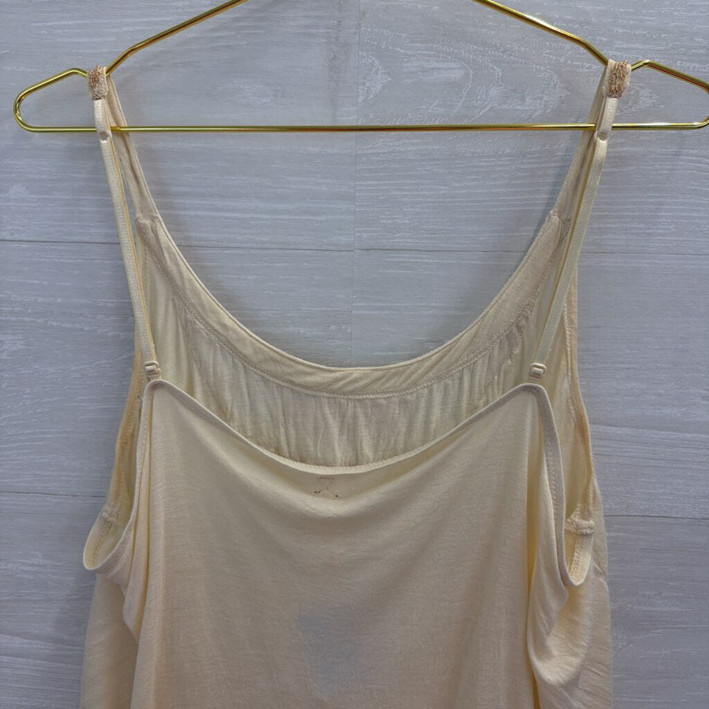 Free People Cream Beaded Embellished Neckline Tank Top Large