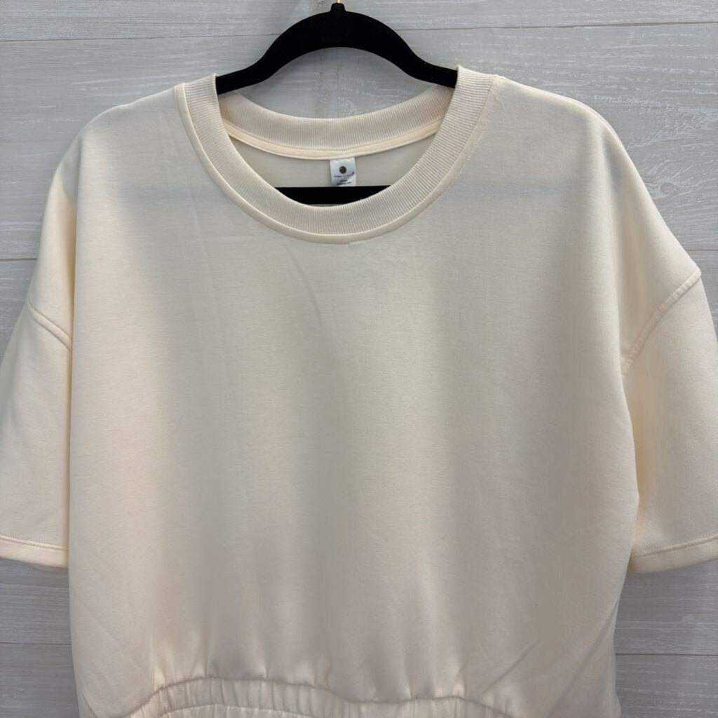 Yogalicious Cream Soft Short Sleeve Boxy Top Large