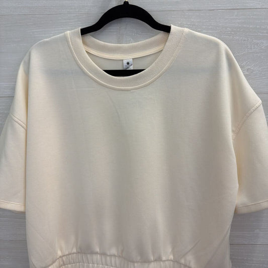 Yogalicious Cream Soft Short Sleeve Boxy Top Large