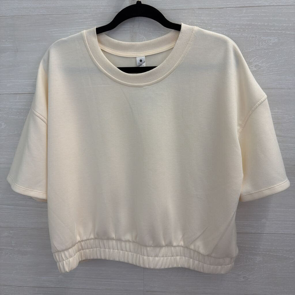 Yogalicious Cream Soft Short Sleeve Boxy Top Large