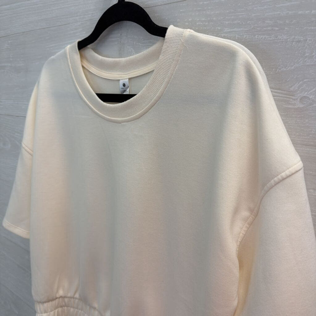 Yogalicious Cream Soft Short Sleeve Boxy Top Large