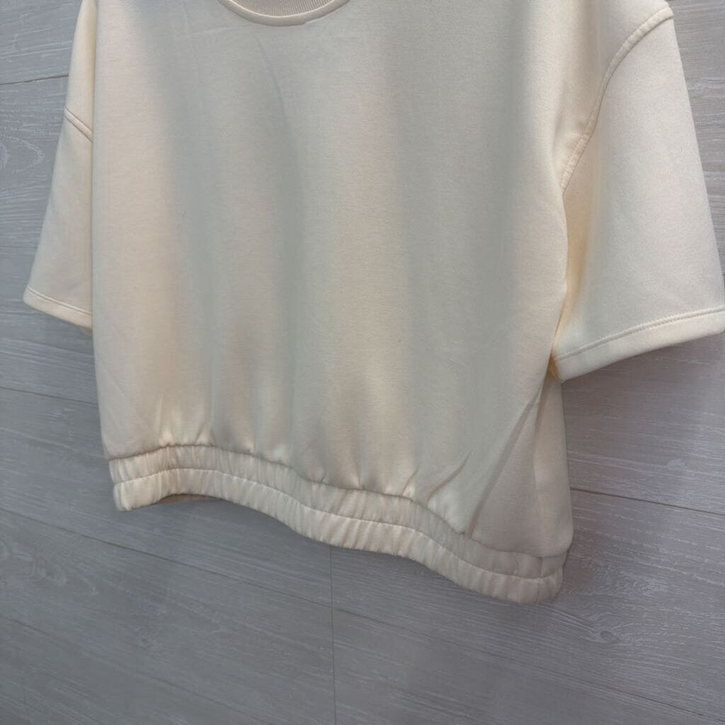 Yogalicious Cream Soft Short Sleeve Boxy Top Large