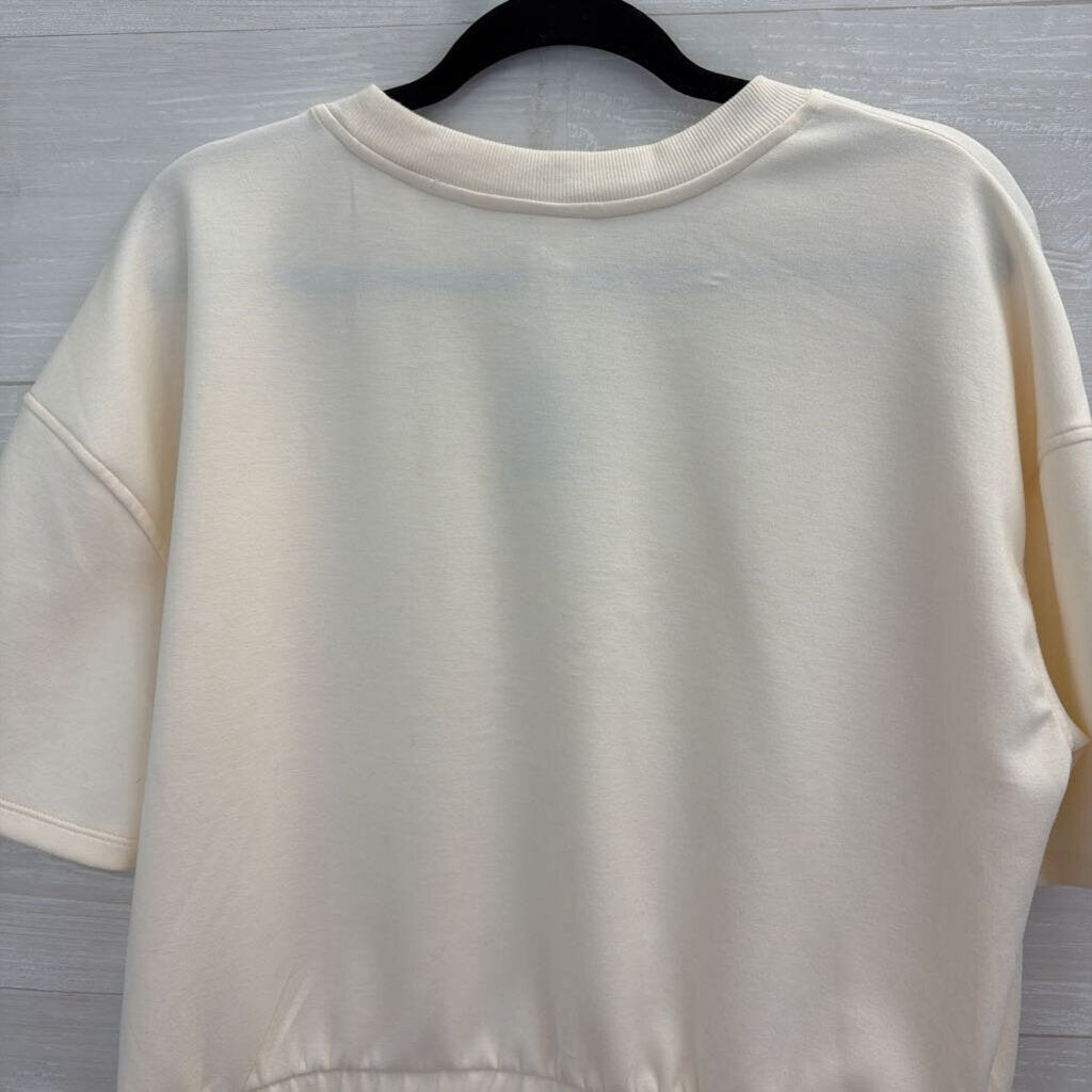 Yogalicious Cream Soft Short Sleeve Boxy Top Large