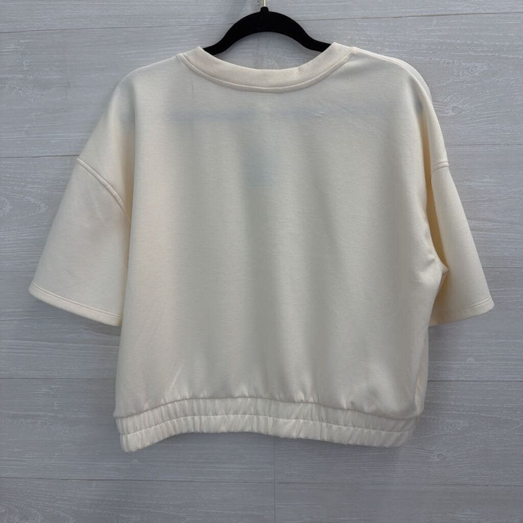 Yogalicious Cream Soft Short Sleeve Boxy Top Large