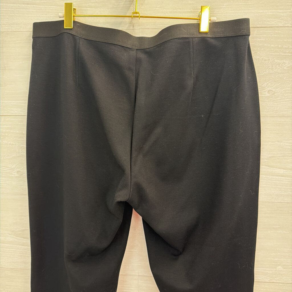 Eileen Fisher Black Faux Leather Skinny Leg Pull On Pants Large