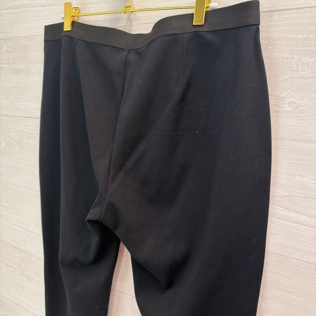 Eileen Fisher Black Faux Leather Skinny Leg Pull On Pants Large