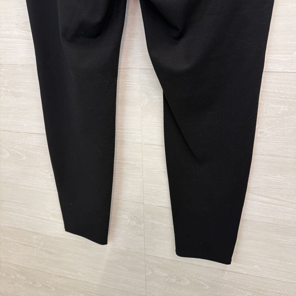 Eileen Fisher Black Faux Leather Skinny Leg Pull On Pants Large