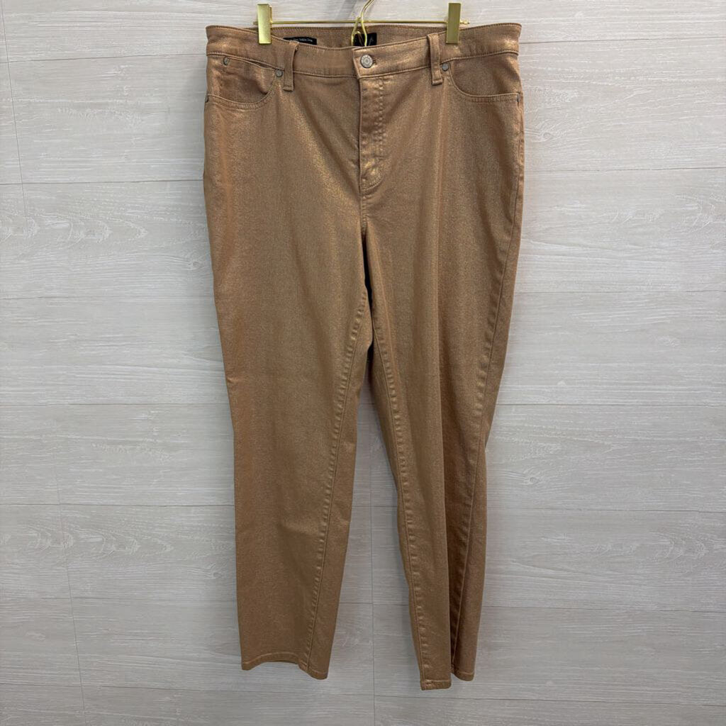 Talbots Gold Shimmer Denim Slim Ankle Jeans 14