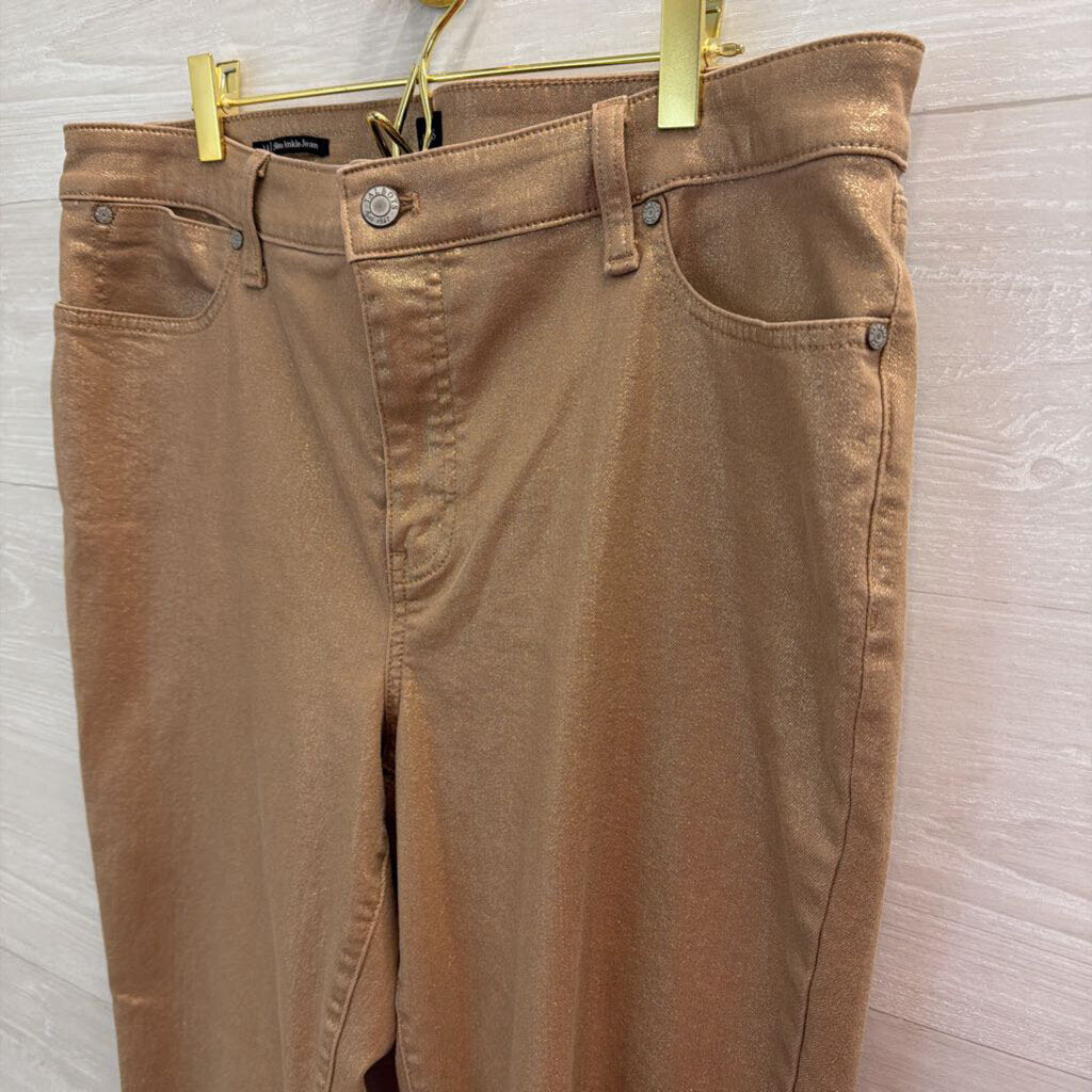Talbots Gold Shimmer Denim Slim Ankle Jeans 14
