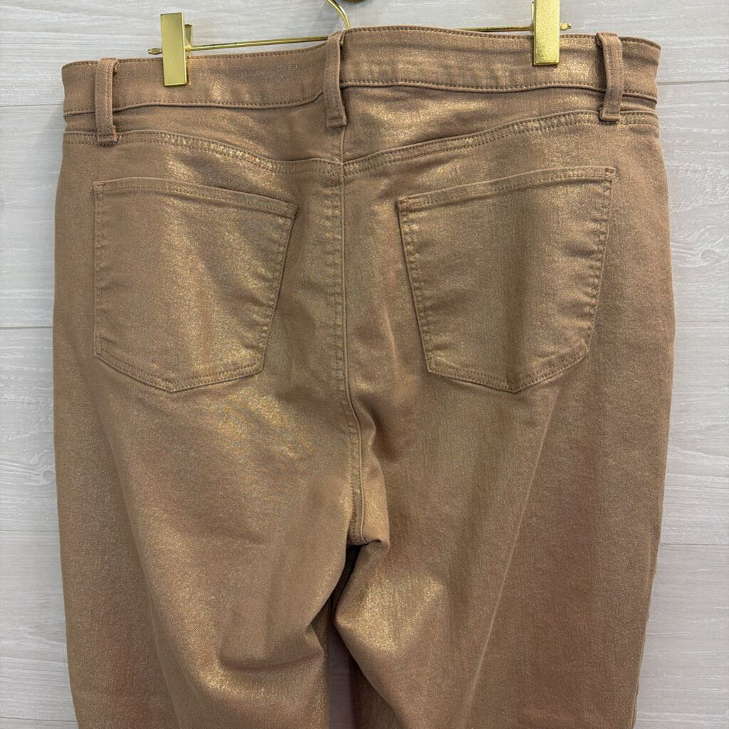 Talbots Gold Shimmer Denim Slim Ankle Jeans 14