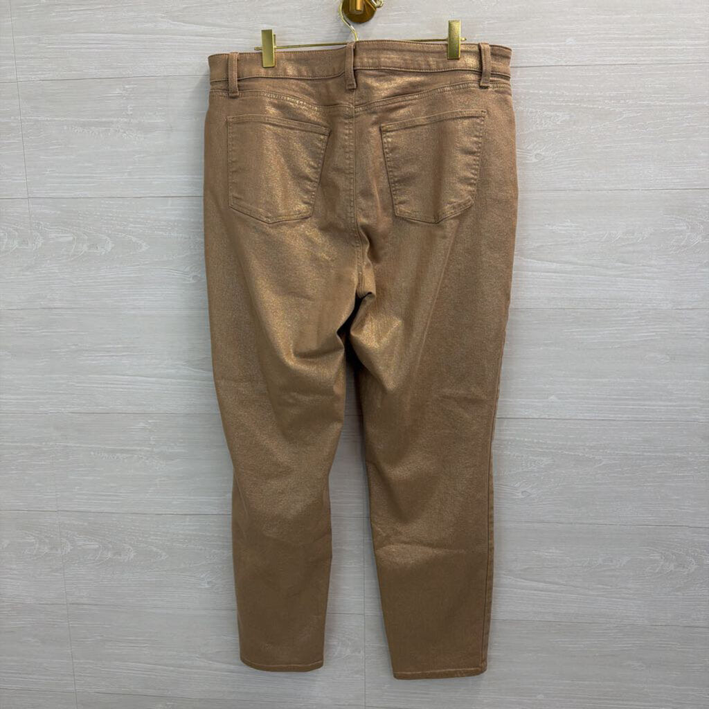 Talbots Gold Shimmer Denim Slim Ankle Jeans 14