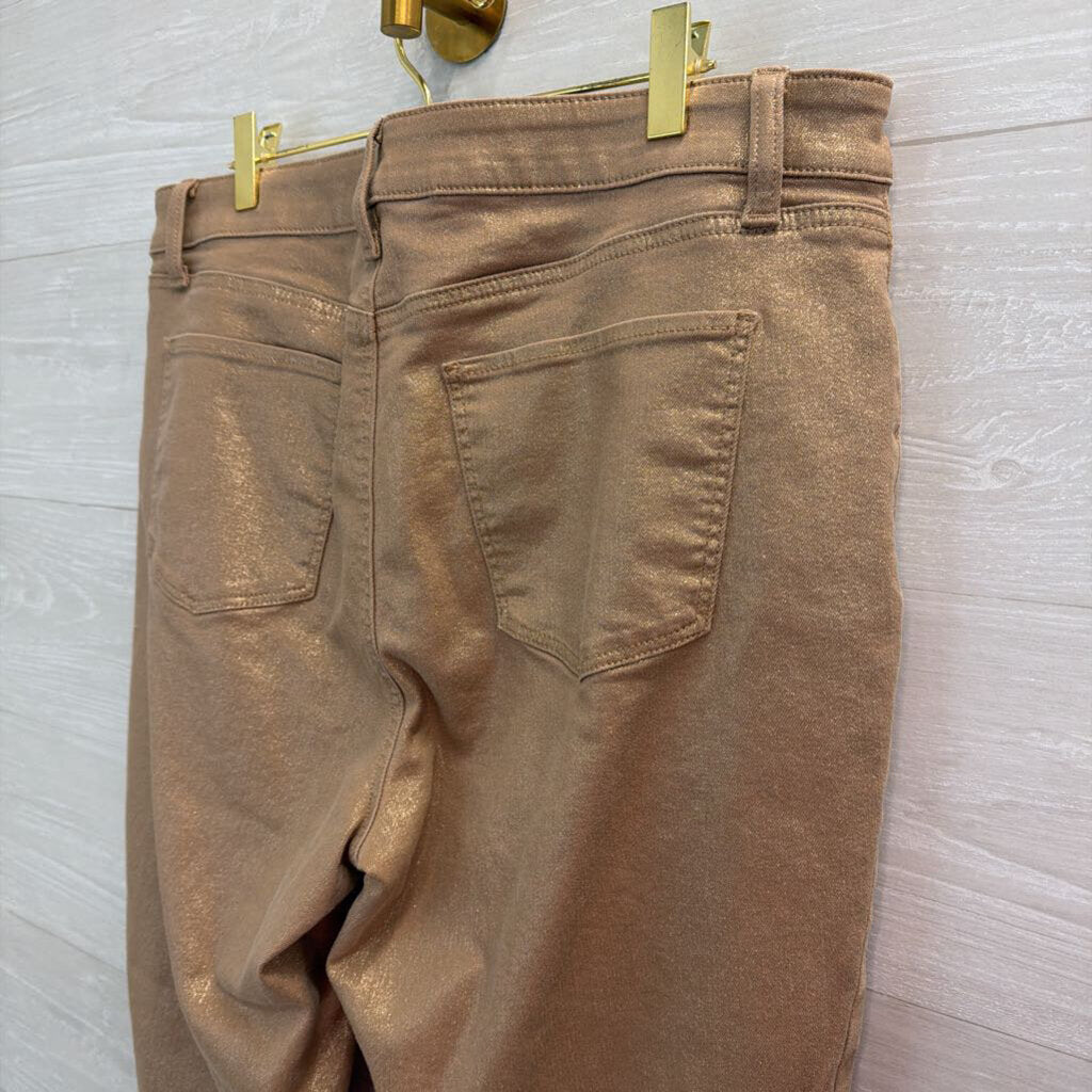 Talbots Gold Shimmer Denim Slim Ankle Jeans 14