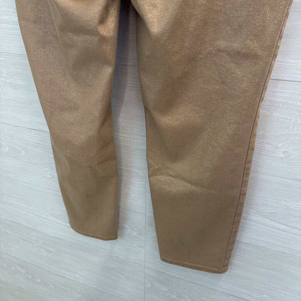 Talbots Gold Shimmer Denim Slim Ankle Jeans 14