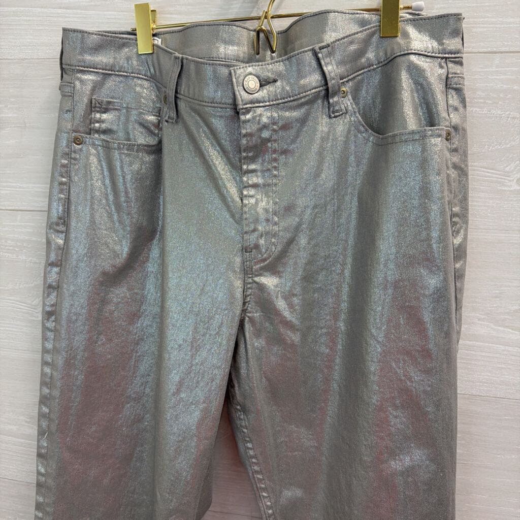 Gap Silver Shimmer Denim 90s Loose Mid Rise Jeans 14