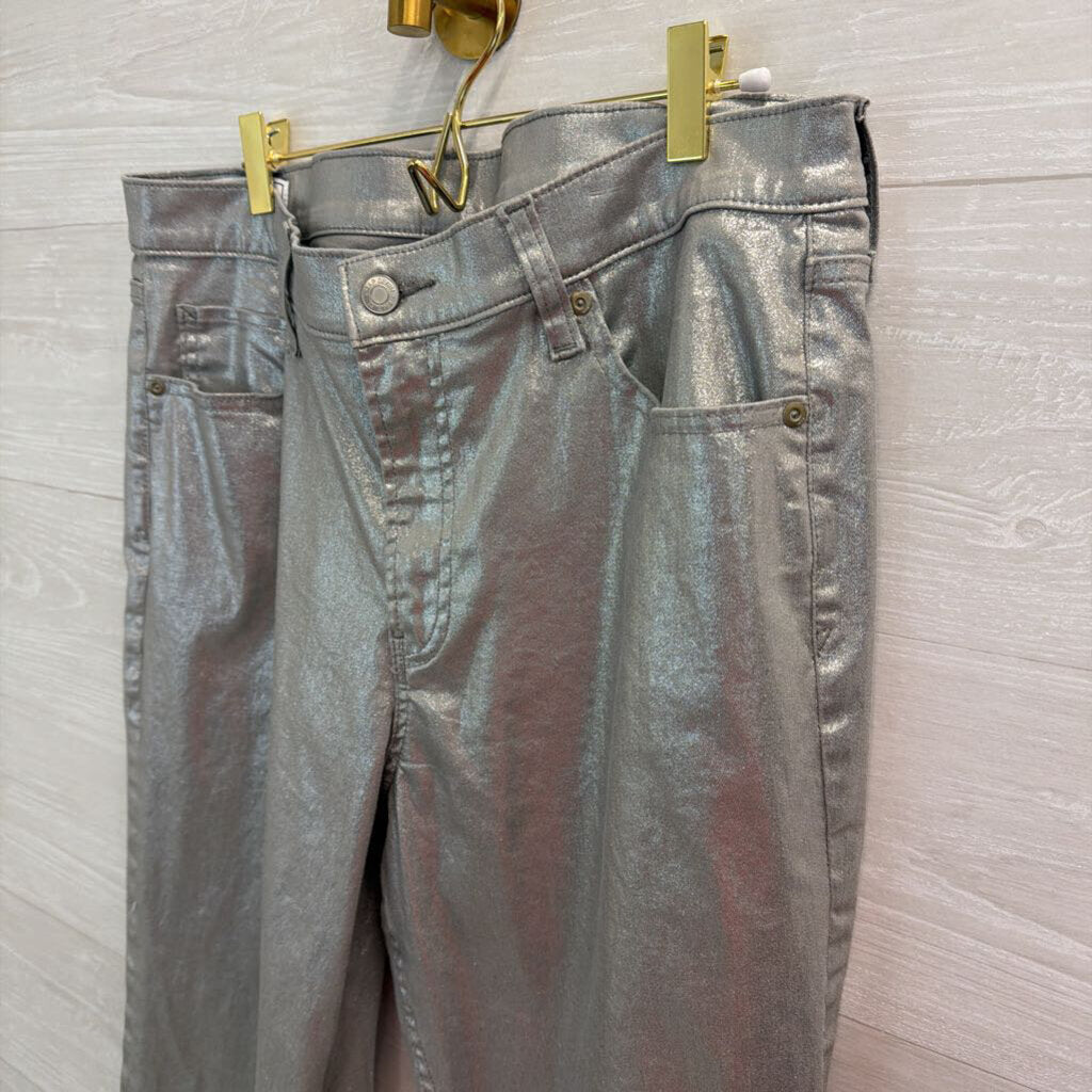 Gap Silver Shimmer Denim 90s Loose Mid Rise Jeans 14