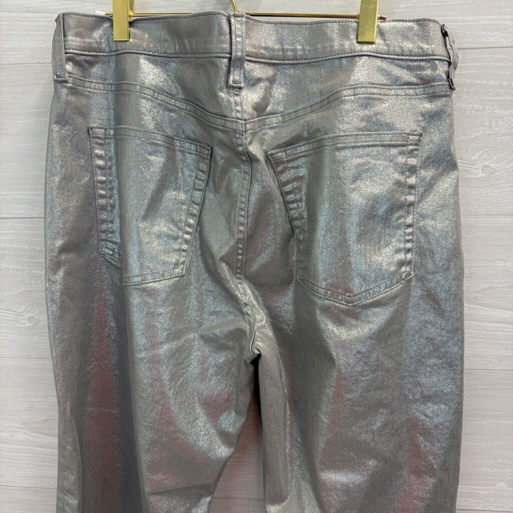 Gap Silver Shimmer Denim 90s Loose Mid Rise Jeans 14