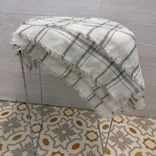 Gertex Cream/ Grey Plaid Blanket Scarf