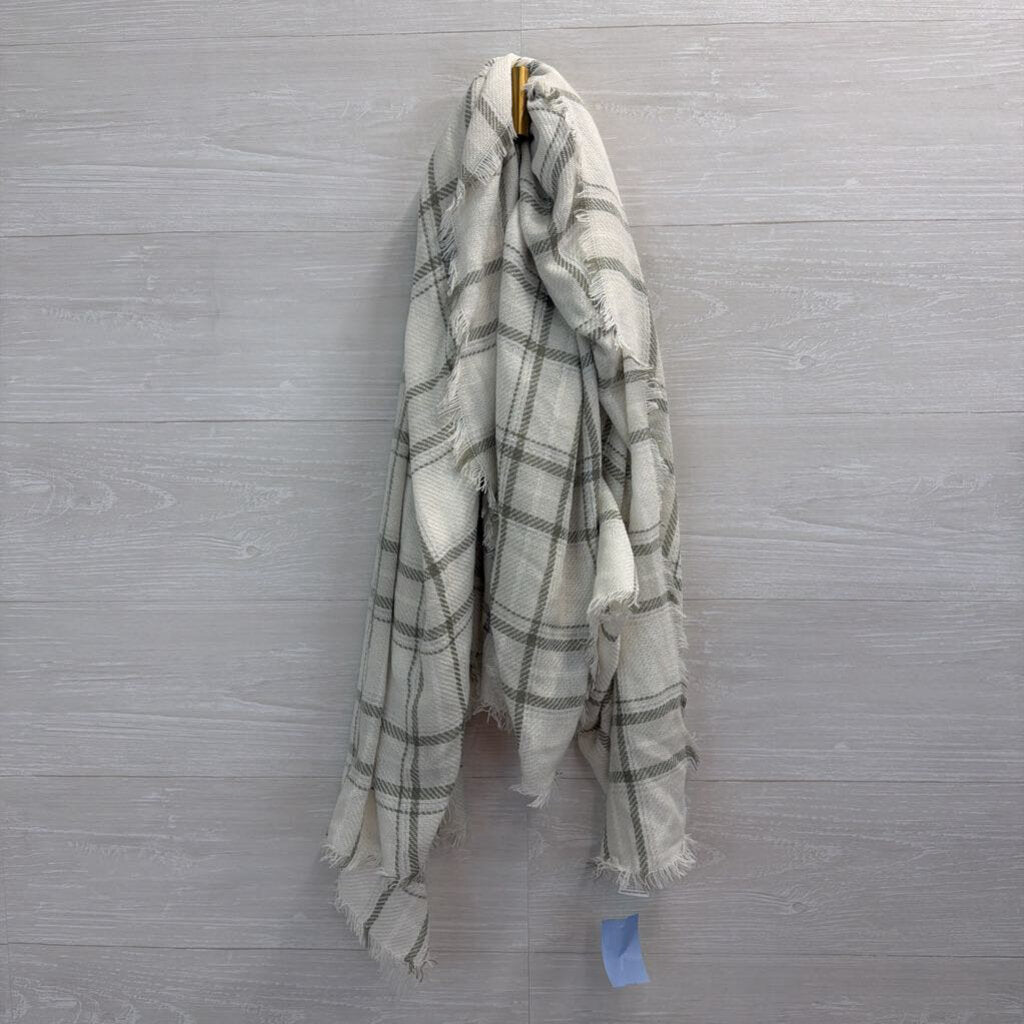 Gertex Cream/ Grey Plaid Blanket Scarf