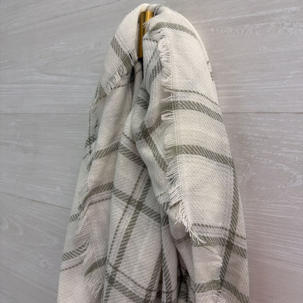 Gertex Cream/ Grey Plaid Blanket Scarf