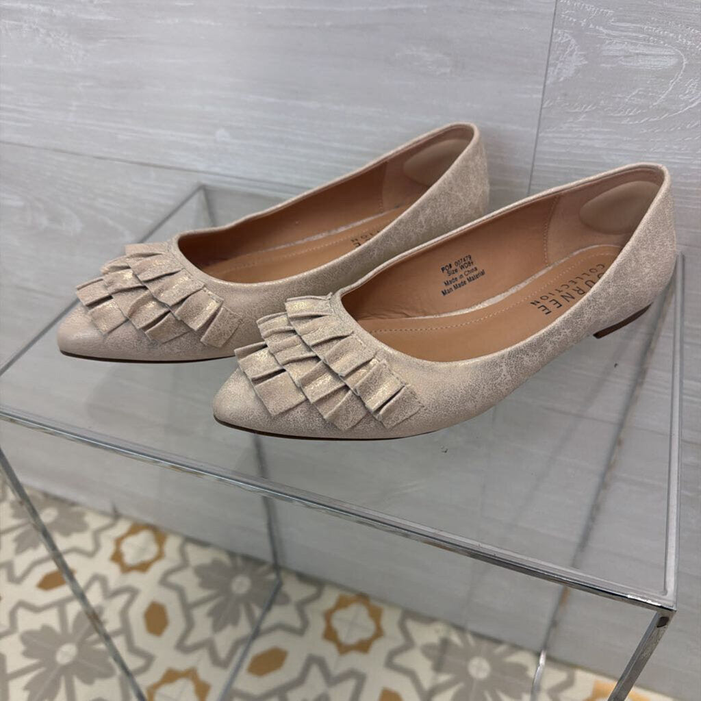 Journee Collection Metallic Beige/ Gold Judy Slip On Point Toe Flats 8.5