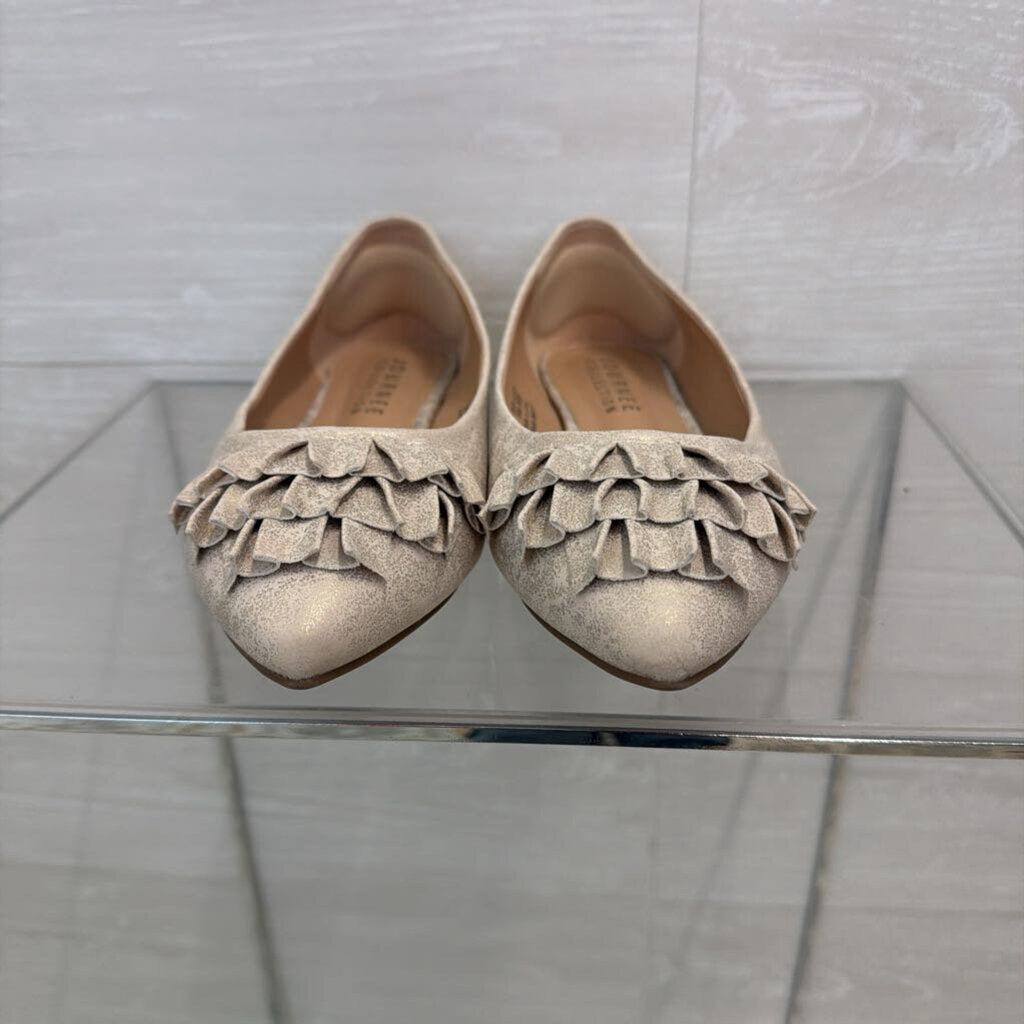Journee Collection Metallic Beige/ Gold Judy Slip On Point Toe Flats 8.5