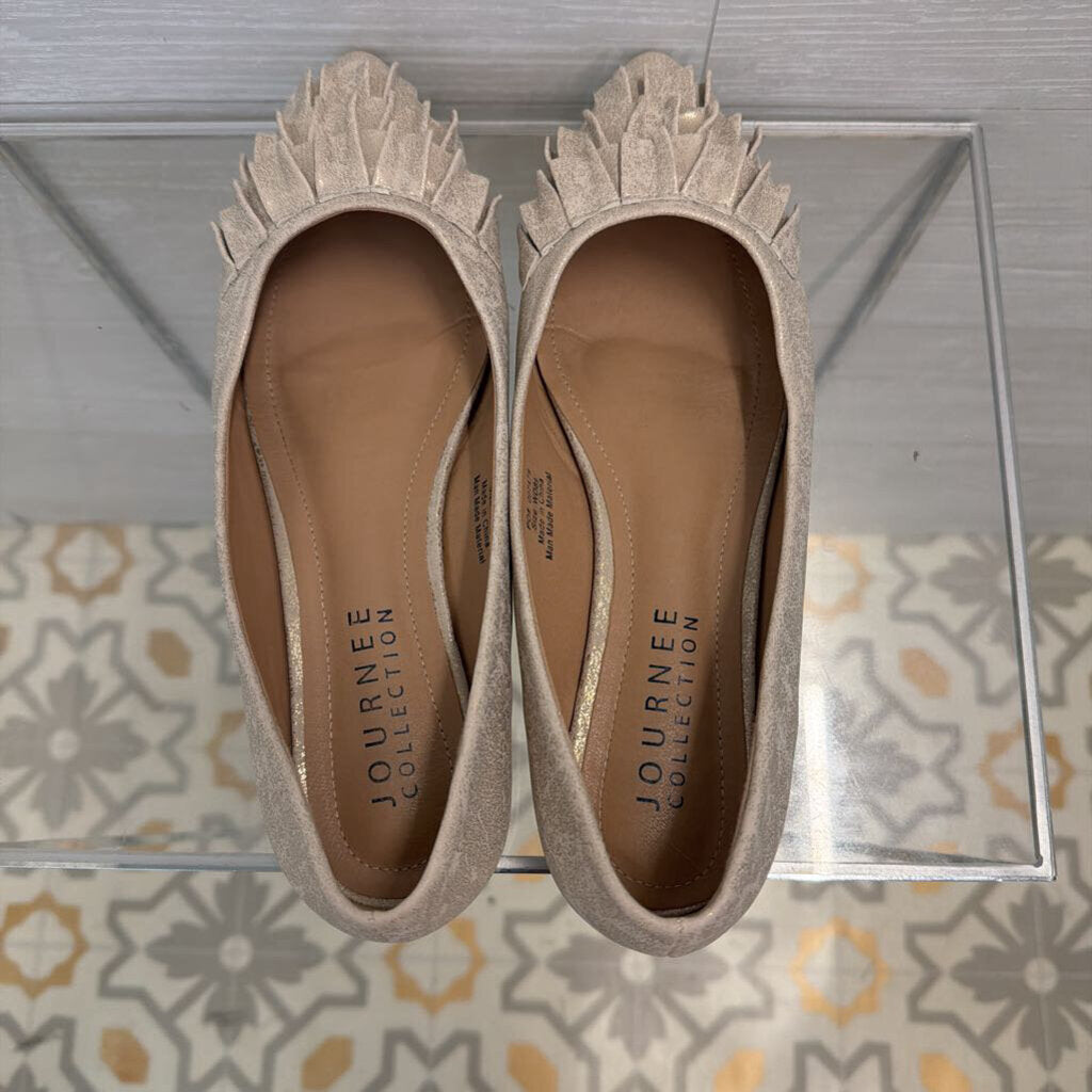 Journee Collection Metallic Beige/ Gold Judy Slip On Point Toe Flats 8.5