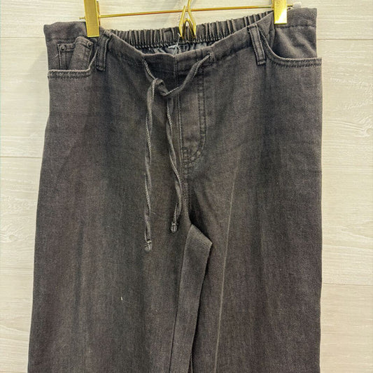 Black Wide Leg Draw String Waist Pull On Pants Small