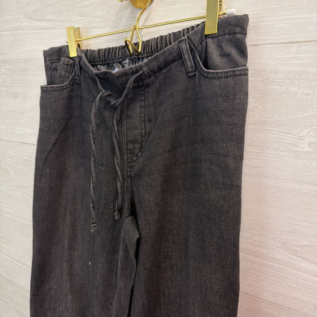 Black Wide Leg Draw String Waist Pull On Pants Small