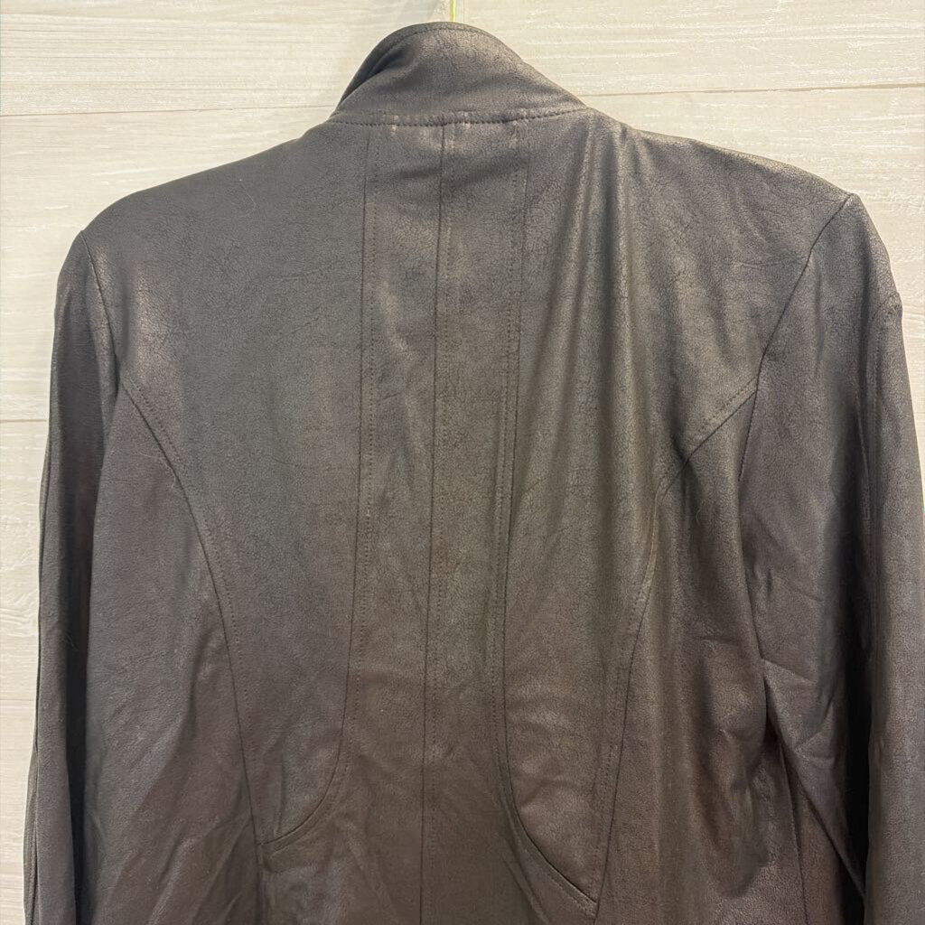 Clara Sunwoo Black Faux Leather Double Zip Moto Jacket Medium