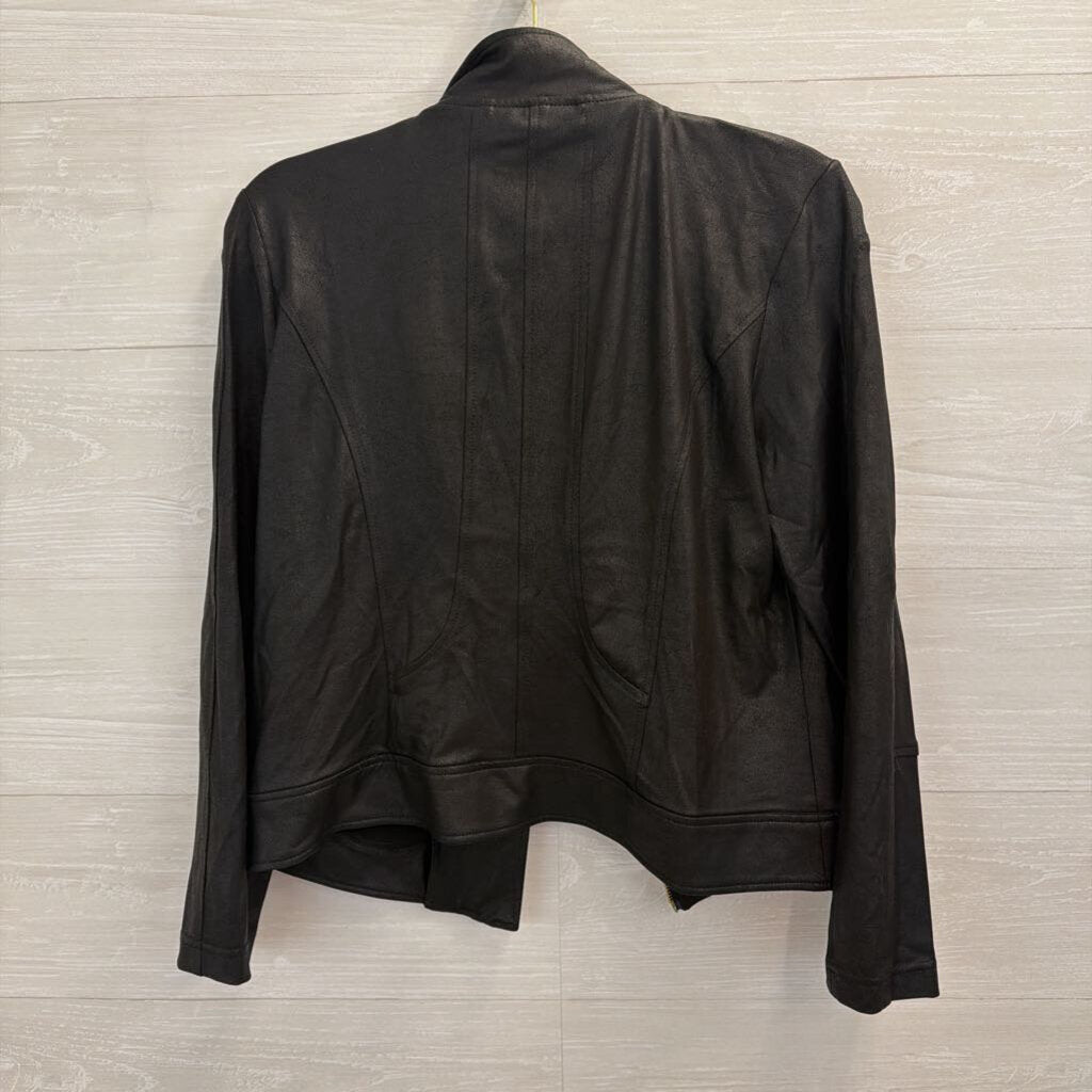 Clara Sunwoo Black Faux Leather Double Zip Moto Jacket Medium