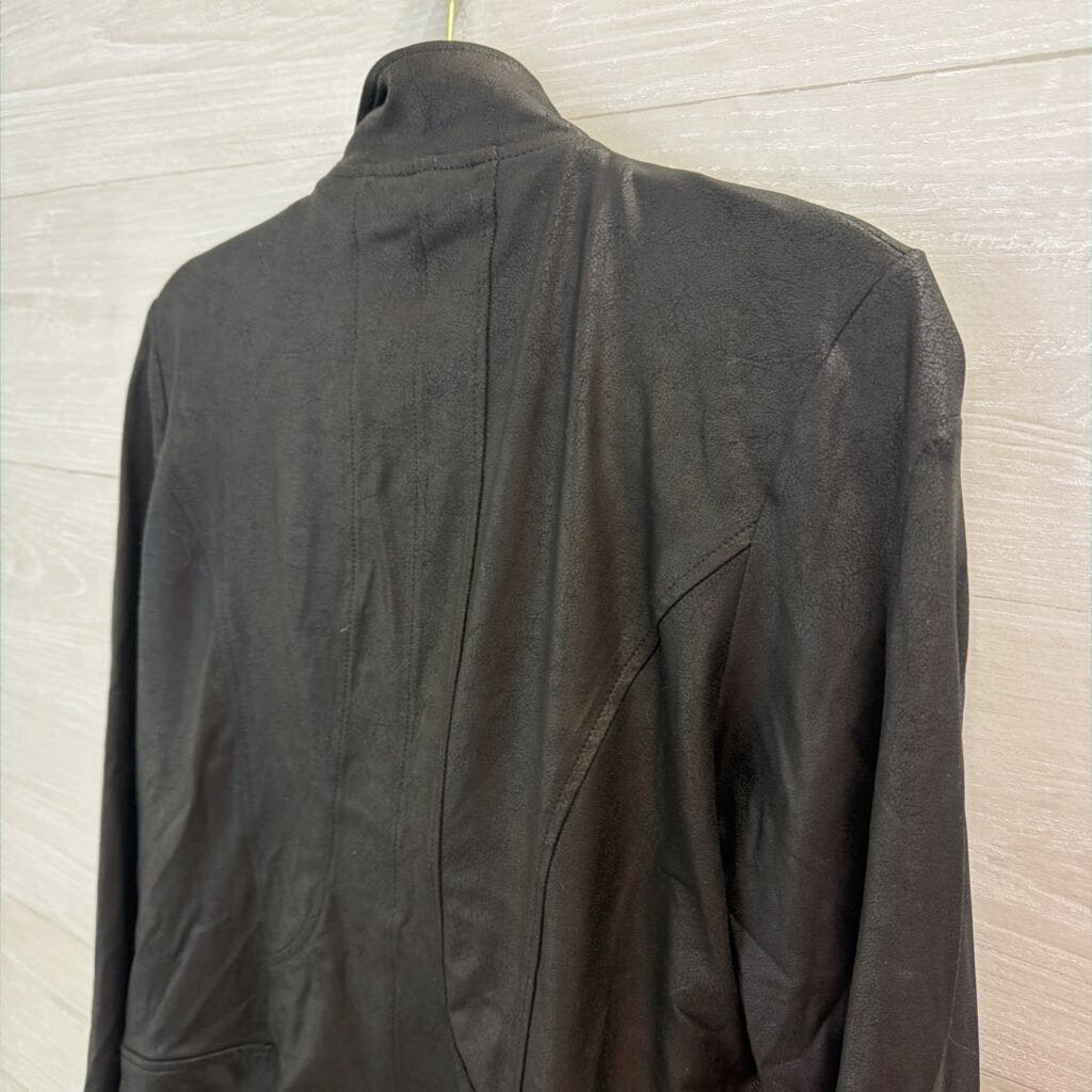 Clara Sunwoo Black Faux Leather Double Zip Moto Jacket Medium