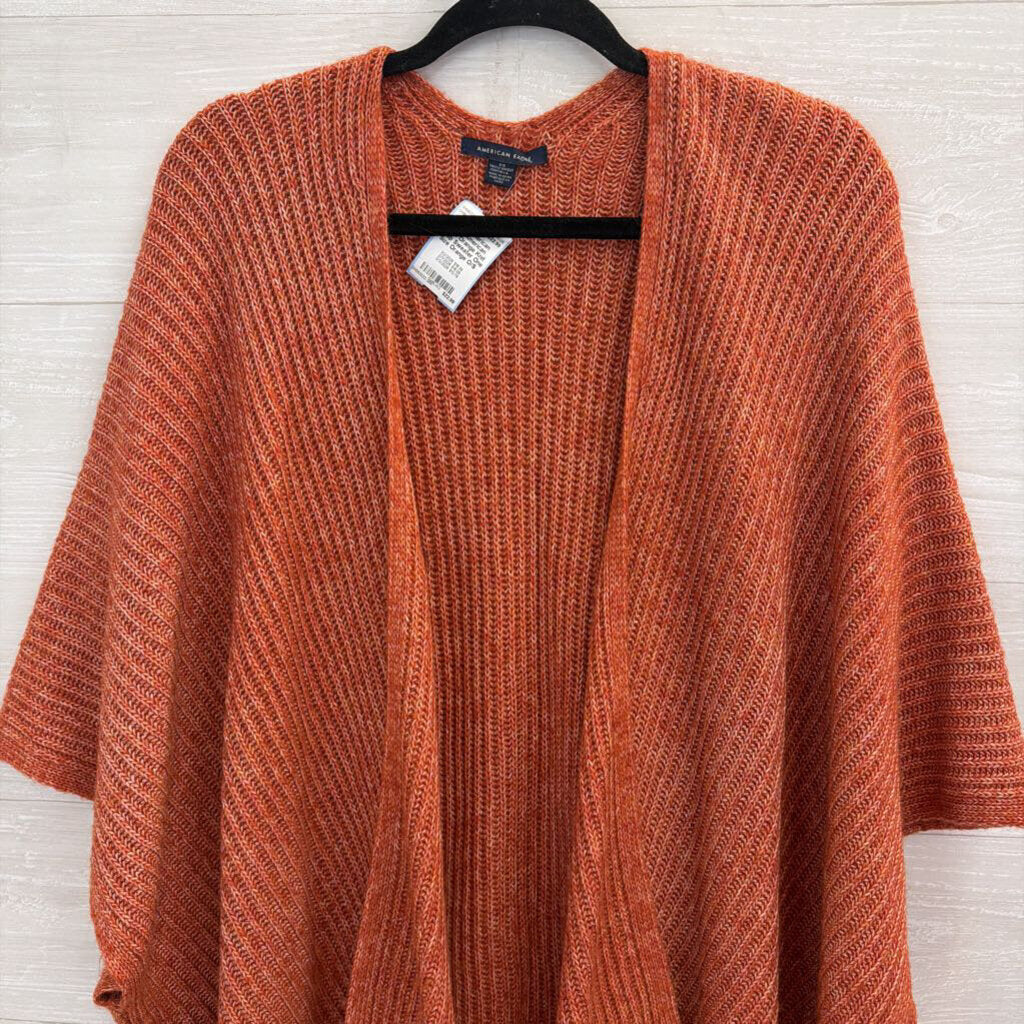 American Eagle Orange Knit Wrap Sweater One Size