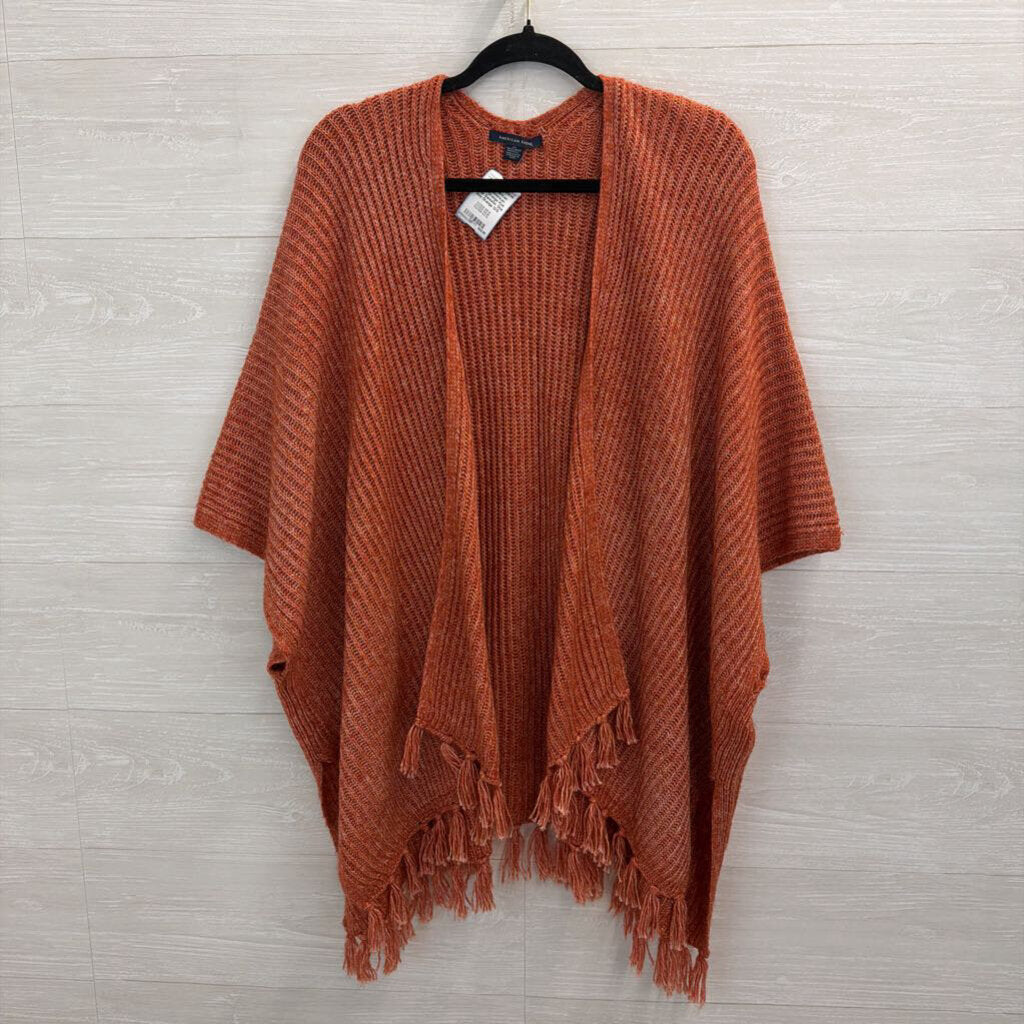 American Eagle Orange Knit Wrap Sweater One Size