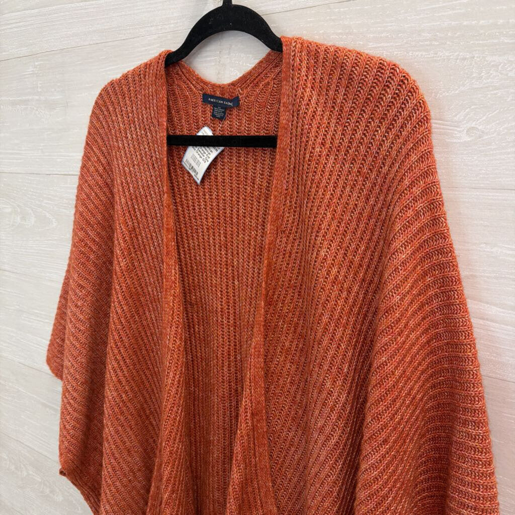 American Eagle Orange Knit Wrap Sweater One Size